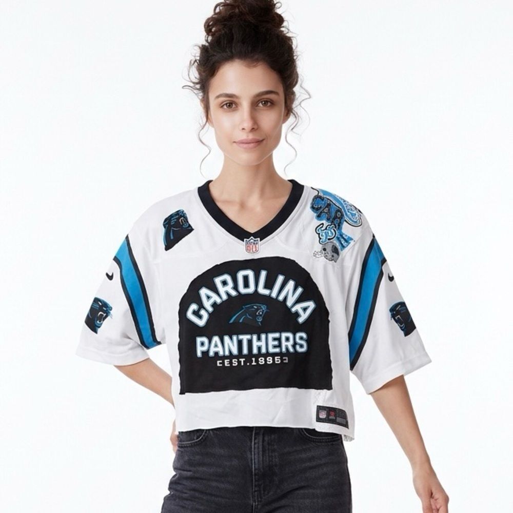 CAROLINA PANTHERS Upcycled NFL Jersey Fits Up To Women’s Size XX-Large NEW
